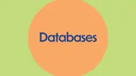green background, orange circle that reads "Databases" 