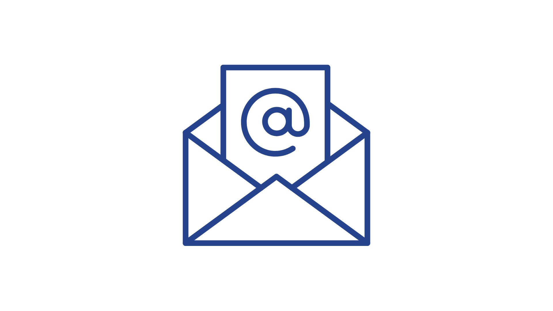 blue outline of envelope signifying email